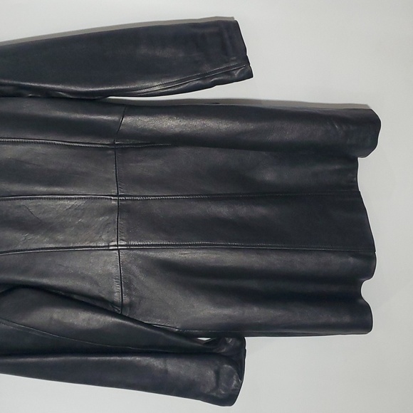 Red Kid Leather Trench Coat Jacket S - Picture 4 of 15